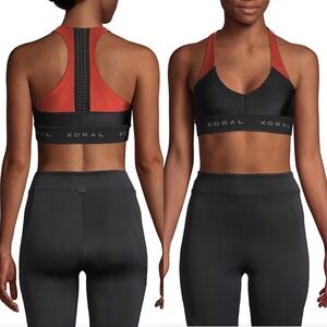 Koral $110 Colorblock Sports Bra in Black/Red XS